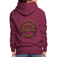 Load image into Gallery viewer, Libra 3D Gold Women’s Premium Hoodie - burgundy
