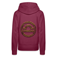 Load image into Gallery viewer, Libra 3D Gold Women’s Premium Hoodie - burgundy