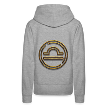 Load image into Gallery viewer, Libra 3D Gold Women’s Premium Hoodie - heather grey