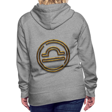 Load image into Gallery viewer, Libra 3D Gold Women’s Premium Hoodie - heather grey