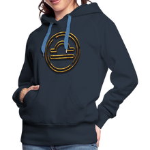 Load image into Gallery viewer, Libra 3D Gold Women’s Premium Hoodie - navy
