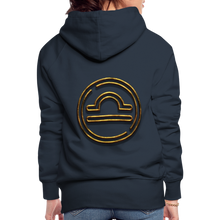 Load image into Gallery viewer, Libra 3D Gold Women’s Premium Hoodie - navy