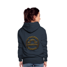 Load image into Gallery viewer, Libra 3D Gold Women’s Premium Hoodie - navy