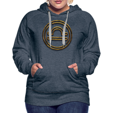 Load image into Gallery viewer, Libra 3D Gold Women’s Premium Hoodie - heather denim