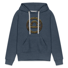 Load image into Gallery viewer, Libra 3D Gold Women’s Premium Hoodie - heather denim