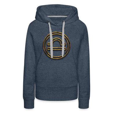 Libra 3D Gold Women’s Premium Hoodie - heather denim