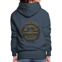 Load image into Gallery viewer, Libra 3D Gold Women’s Premium Hoodie - heather denim