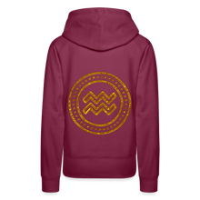 Load image into Gallery viewer, Aquarius Gold Foil 3D Women’s Premium Hoodie - burgundy