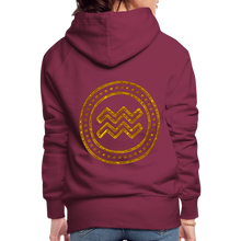 Load image into Gallery viewer, Aquarius Gold Foil 3D Women’s Premium Hoodie - burgundy