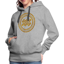 Load image into Gallery viewer, Aquarius Gold Foil 3D Women’s Premium Hoodie - heather grey