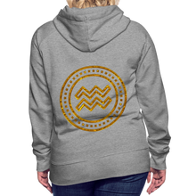 Load image into Gallery viewer, Aquarius Gold Foil 3D Women’s Premium Hoodie - heather grey