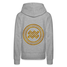 Load image into Gallery viewer, Aquarius Gold Foil 3D Women’s Premium Hoodie - heather grey