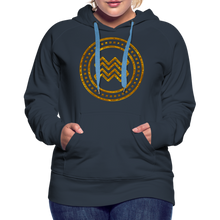 Load image into Gallery viewer, Aquarius Gold Foil 3D Women’s Premium Hoodie - navy