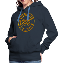 Load image into Gallery viewer, Aquarius Gold Foil 3D Women’s Premium Hoodie - navy