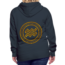 Load image into Gallery viewer, Aquarius Gold Foil 3D Women’s Premium Hoodie - navy