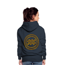 Load image into Gallery viewer, Aquarius Gold Foil 3D Women’s Premium Hoodie - navy