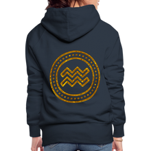Load image into Gallery viewer, Aquarius Gold Foil 3D Women’s Premium Hoodie - navy