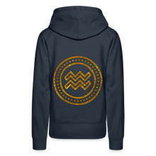 Load image into Gallery viewer, Aquarius Gold Foil 3D Women’s Premium Hoodie - navy