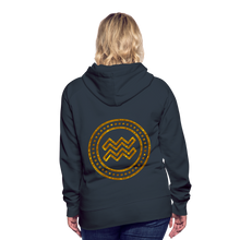 Load image into Gallery viewer, Aquarius Gold Foil 3D Women’s Premium Hoodie - navy