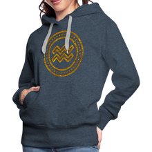 Load image into Gallery viewer, Aquarius Gold Foil 3D Women’s Premium Hoodie - heather denim