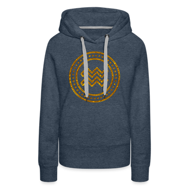 Aquarius Gold Foil 3D Women’s Premium Hoodie - heather denim