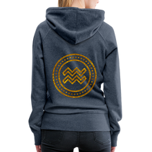 Load image into Gallery viewer, Aquarius Gold Foil 3D Women’s Premium Hoodie - heather denim