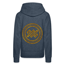 Load image into Gallery viewer, Aquarius Gold Foil 3D Women’s Premium Hoodie - heather denim