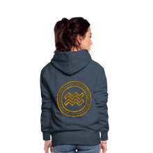 Load image into Gallery viewer, Aquarius Gold Foil 3D Women’s Premium Hoodie - heather denim
