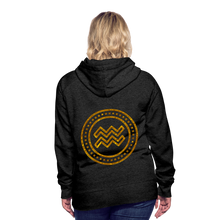 Load image into Gallery viewer, Aquarius Gold Foil 3D Women’s Premium Hoodie - charcoal grey