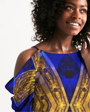 Afbeelding in Gallery-weergave laden, Lapiz Gold 1 Women&#39;s Open Shoulder A-Line Dress