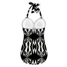 Load image into Gallery viewer, Custom All Over Print Women&#39;s Tankini Halterneck One Piece Swimsuit