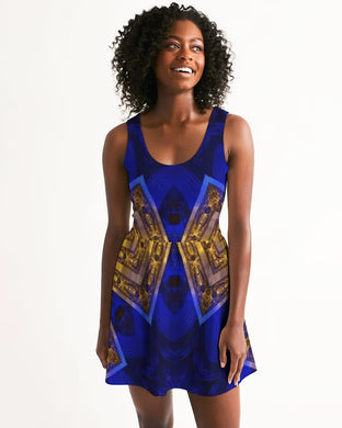 Lapiz Gold 1 Women's Scoop Neck Skater Dress