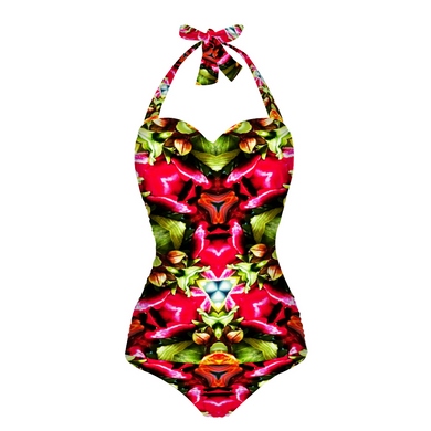 All Over Print Women's Halterneck One Piece Swimsuit