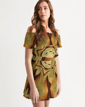 Cargar imagen en el visor de la galería, Wood Gold 1 Women&#39;s Off-Shoulder Dress