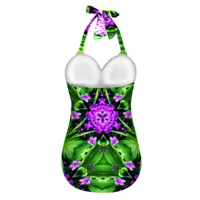Carica l&#39;immagine nel visualizzatore di Gallery, All Over Print Women&#39;s Halterneck One Piece Swimsuit