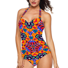Afbeelding in Gallery-weergave laden, All Over Print Women&#39;s Halterneck One Piece Swimsuit