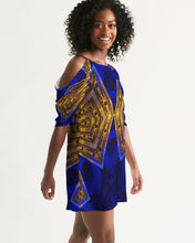 Afbeelding in Gallery-weergave laden, Lapiz Gold 1 Women&#39;s Open Shoulder A-Line Dress