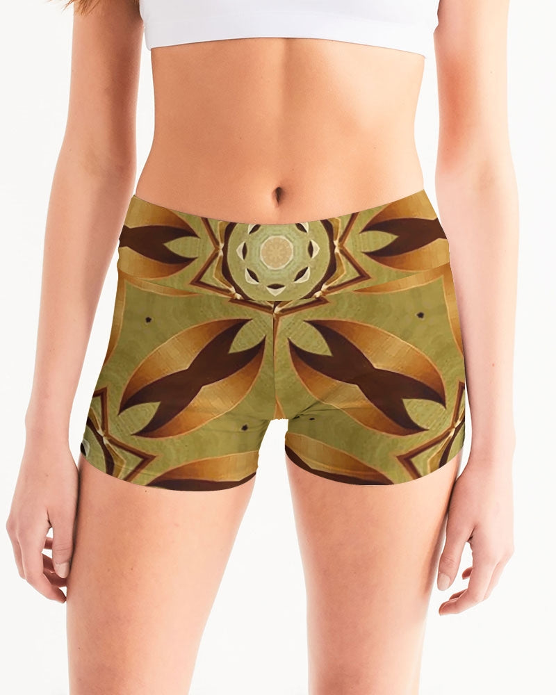 Wood Gold 1 Women's Mid-Rise Yoga Shorts