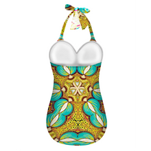 Load image into Gallery viewer, All Over Print Women&#39;s Halterneck One Piece Swimsuit