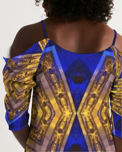 Afbeelding in Gallery-weergave laden, Lapiz Gold 1 Women&#39;s Open Shoulder A-Line Dress