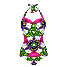 Carica l&#39;immagine nel visualizzatore di Gallery, All Over Print Women&#39;s Halterneck One Piece Swimsuit