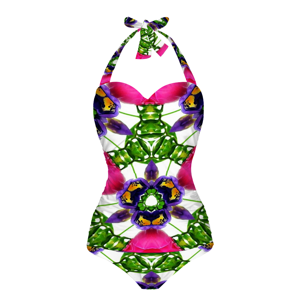 All Over Print Women's Halterneck One Piece Swimsuit