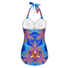 Carica l&#39;immagine nel visualizzatore di Gallery, All Over Print Women&#39;s Halterneck One Piece Swimsuit
