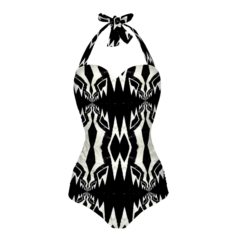 Custom All Over Print Women's Tankini Halterneck One Piece Swimsuit