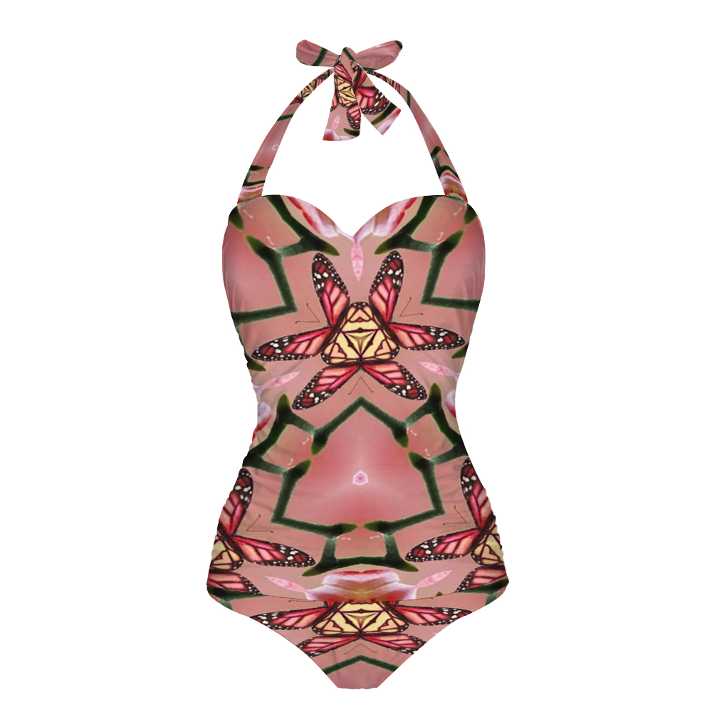 All Over Print Women's Halterneck One Piece Swimsuit