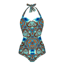 Afbeelding in Gallery-weergave laden, All Over Print Women&#39;s Halterneck One Piece Swimsuit