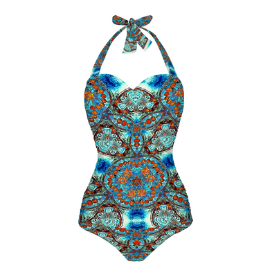 All Over Print Women's Halterneck One Piece Swimsuit
