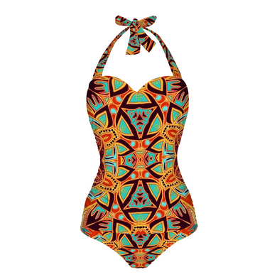 All Over Print Women's Halterneck One Piece Swimsuit