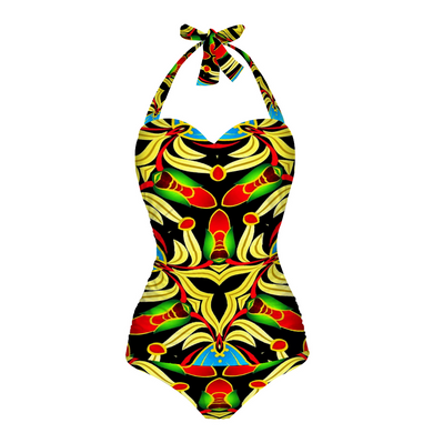 All Over Print Women's Halterneck One Piece Swimsuit