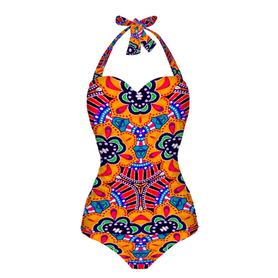 All Over Print Women's Halterneck One Piece Swimsuit